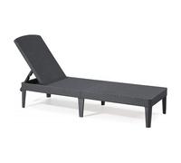 ALLIBERT Lettino Prendisole da Giardino in Resina effetto Rattan 187x58x29h cm colore Grafite - 133825 Jaipur