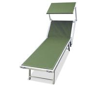 Lettino Spiaggia Prendisole Verde in Alluminio Brandina con Prendisole Lido Mare