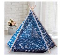 LETTINO TENDA PORTATILE PER ANIMALI DOMESTICI GATTI CANI CUSCINO BLU 60X60X90CM