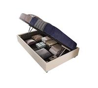 LettiPer IT - SOMMIER Gold Una Piazza e Mezza - con Box Contenitore alzata laterale Misure 120x190, Rivestimenti SFODERABILI Tessuto Ecopelle Microfibra