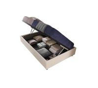 LettiPer IT - SOMMIER Gold Una Piazza e Mezza - con Box Contenitore alzata laterale Misure 120x190, Rivestimenti SFODERABILI Tessuto Ecopelle Microfibra (Con Trasporto e Montaggio)