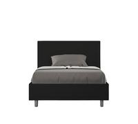 Letto 1 Piazza E Mezzo 120x190 cm con Rete con Testata Liscia in Similpelle Adele Nero