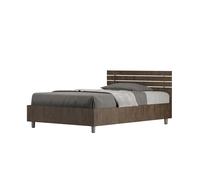 Letto 1 Piazza e Mezzo 120x190 cm con Rete e Contenitore Ankel Testata Doghe Dritta Noce