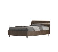 Letto 1 Piazza e Mezzo 120x190 cm con Rete e Contenitore Ankel Testata Doghe Inclinata Noce