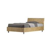 Letto 1 Piazza e Mezzo 120x190 cm con Rete e Contenitore Ankel Testata Doghe Inclinata Quercia