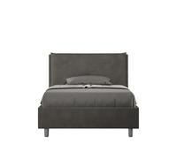 Letto 1 Piazza E Mezzo 120x190 cm con Rete e Contenitore Imbottito in Microfibra Appia Large Grigio