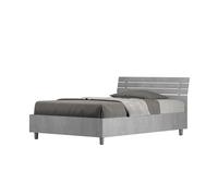 Letto 1 Piazza e Mezzo 120x190 cm Senza Rete Ankel Testata Doghe Inclinata Cemento