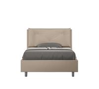 Letto 1 Piazza E Mezzo 120x200 cm con Rete e Contenitore Imbottito in Similpelle Appia Large Tortora