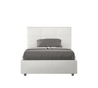 Letto 1 Piazza e Mezzo 120x200 cm con Rete e Contenitore Mika Bianco