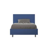 Letto 1 Piazza E Mezzo 120x200 cm Senza Rete con Testata Liscia in Similpelle Adele Blu