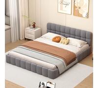 Letto 160 x 200 cm con design ad incasso, letto imbottito con testiera imbottita, struttura in MDF resistente, piattaforma moderna con schiuma ad alta densità, grigio (grigio, 160 x 200 cm)
