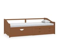 vidaXL Divano Letto 3 Posti e Cassetti Marrone Miele in Pino 90x200cm