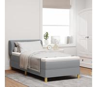Letto a Box Spring vidaXL con Materasso Grigio Chiaro, 100x200 cm in TessutoLetti moderni