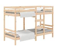 Letto a castello 75 x 190 cm in legno massello di pino | letto a soppalco per bambini e ragazzi | salvaspazio e stabile | ideale per piccoli spazi | effetto legno naturale
