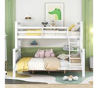 Letto a castello con scala e ringhiera di sicurezza, trasformabile in 2 letti separati, letto in legno per bambini, ragazzi e adulti, 90 (140) x 200 cm (bianco)