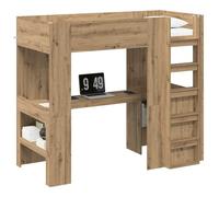 Letto a castello con scrivania e scaffali Rovere artigianale spazio risparmio letto loft singolo per studenti camera piccola scrivania studio incorporata struttura in legno scala facile accesso