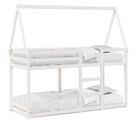 Letto a castello con tetto in legno massello di pino 90 x 190 cm - Letto a soppalco per bambini e ragazzi, salvaspazio e durevole per piccole stanze