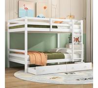 Letto a castello da 140 x 200 cm, con cassetti, vano portaoggetti, ringhiera alta