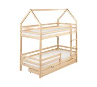 Letto a castello in legno di pino 90 x 200 cm Singolo 2 Persone Camera da letto per bambini Struttura in legno con cassetti marrone chiaro