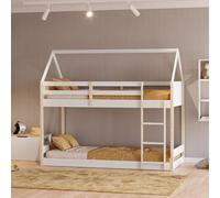 Letto a Castello Montessori a Forma di casetta in Legno Bianco - Due Sogni sotto Un Unico Tetto, con Stile e funzionalità