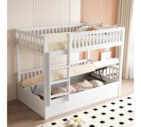 Letto a castello per bambini, 2 posti, 90 x 200, letto a soppalco 2 posti, 90 x 200, letto matrimoniale per bambini con stoccaggio, in legno massiccio sistema di stoccaggio idraulico, con barriere e