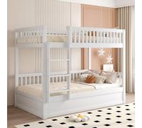 Letto a castello per bambini, 90 x 200 cm, in legno massiccio, sistema di cuscinetti idraulici, robusto e durevole, per bambini bianchi