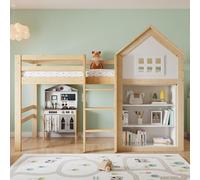 Letto a castello per bambini, con vani portaoggetti e cassetti, scalini robusti