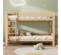 Letto a castello per bambini e ragazzi, naturale, 90 x 200 cm, divisa in 2 letti singoli, stabile struttura in legno di pino, montaggio semplice, senza materasso