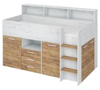 Letto a castello per bambini NEO P, letto con scrivania, Lato destro