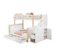 Letto a castello, scala in legno, elemento per cassetti, sistema di scaffali, base a doghe, area giochi, combinazione di mobili, soluzione per la stanza, struttura per il letto, sistema di