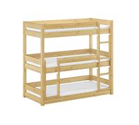 Letto a castello triplo per adulti 90x200 in legno massello di pino