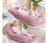Letto a Cuccia per Umani in Peluche, Divano da Terra Regolabile, Rosa