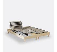 Letto a doghe elettrico con rivestimento in tessuto Beige 2 x 80 x 200 cm
