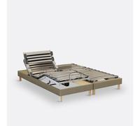 Letto a doghe elettrico con rivestimento in tessuto Marrone 2 x 70 x 190 cm