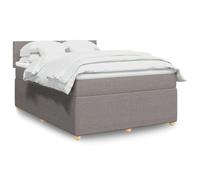 Letto a molle 140 x 190 cm, in tessuto tortora, set completo con materasso e topper, struttura imbottita con testiera, telaio stabile per camera da letto