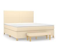 Letto a molle, 160 x 200 cm, con materasso a molle insacchettate e testiera regolabile in altezza, colore crema, delicato sulla pelle, traspirante, per chi dorme sulla schiena e sulla pancia, include
