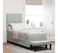 Letto a molle con cuscino Grigio chiaro 200 x 80 cm Velluto