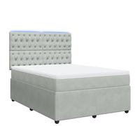 Letto a molle con materasso 140 x 190 cm grigio chiaro velluto - Moderno sistema di sonno per un sonno riposante, ideale per camera da letto dal design elegante