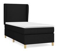 Letto a molle con materasso, 90 x 190 cm, tessuto nero, sistema di sonno moderno per un migliore riposo, ideale per piccoli spazi e camere degli ospiti