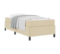 Letto a molle con materasso Crema 90 x 190 cm Tessuto Single Bed Frame with Mattress, Upholstered Platform Bed with Pocket Springs and Foam Padding, Engineered Wood Slatted 140 Bedroom Guest Room