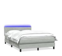 Letto a Molle con Materasso e LED Grigio Chiaro 160x210cm Velluto con Testiera Regolabile e Luci Matrimoniale con Schienale con Contenitore con con con con con con con con Matrimoniale con LED