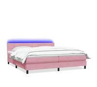Letto a Molle con Materasso e LED Rosa 180x210 cm in Velluto con Testiera Regolabile Luci LED Matrimoniale con Contenitore Struttura Letto in Velluto Rosa con Materasso a Molle Insacchettate