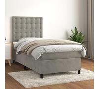 Letto a molle con materasso grigio chiaro Twin XL in velluto, letti e strutture letto - 58,7 kg, letto matrimoniale