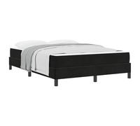 Letto a molle con materasso Nero 160 x 200 cm Tessuto strutturato, matrimoniale con rete a doghe e materasso a molle insacchettate, supporto intermedio, telaio in legno, 280 kg, facile montaggio