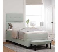 Letto a molle con testiera Grigio chiaro 200 x 90 cm Velluto