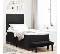 Letto a molle con testiera Nero 200 x 100 cm Velluto