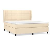 Letto a molle insacchettate Testiera regolabile Tessuto Crema 160x200 cm | Letto a Molle con Materasso 160x200 cm Crema in Tessuto Traspirante con Testiera Regolabile e Contro Materasso Incluso