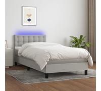 Letto a Molle Materasso e LED Grigio Chiaro 100x200 cm Tessuto