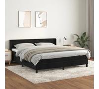 Letto a molle nero, 160 x 200 cm, rivestimento in velluto, con materasso a molle insacchettate e testiera regolabile in altezza, telaio imbottito per un sonno profondo in camera da letto come set di