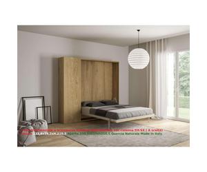 Letto a scomparsa Kentaro Matrimoniale con Colonna DX-SX Chiuso Occupa solo 39 cm di profondità, Dimensioni chiuso 233,6x39,2xh210,5 cm struttura in legno colore Quercia Natura quesrcia
